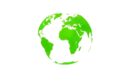 Green and white globe on isolated on transparent background
