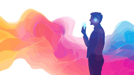 Man Listening to Music with Headphones.