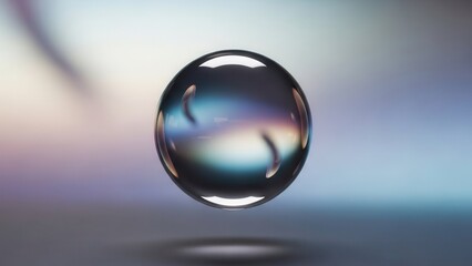 3D Abstract Sphere with Colorful Reflection and Soft Background Light