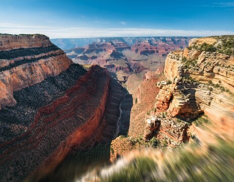 top down tilt shift aerial view of the grand canyon cliffs - Powered by Adobe