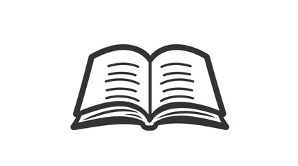 Simple Line Drawing of Open Book.