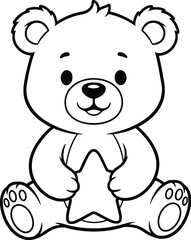 Cute cartoon bear holding a star in hand