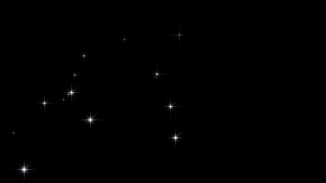 2d White glitter sparkles star trail animation, glowing pixie dust burst, Christmas stars sparkle trail, simple doodle magic path, shimmering particles twinkle effect on black screen. 4k