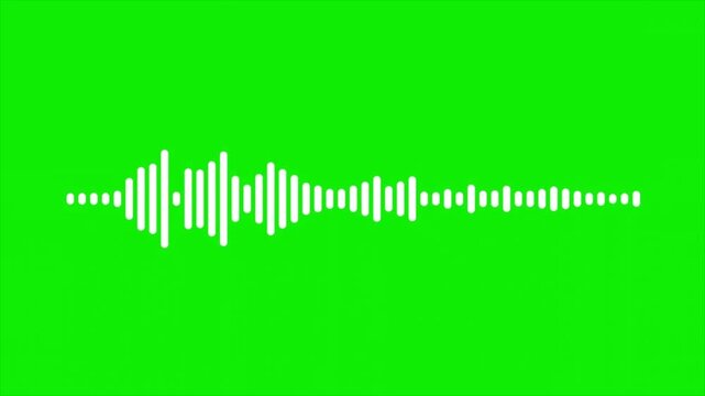 Green screen sound wave pattern on background, Voice sound effect on green screen, White audio waveform, 4k video footage