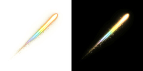Bright Rainbow Light Comet On Transparent Background PNG © Tomash