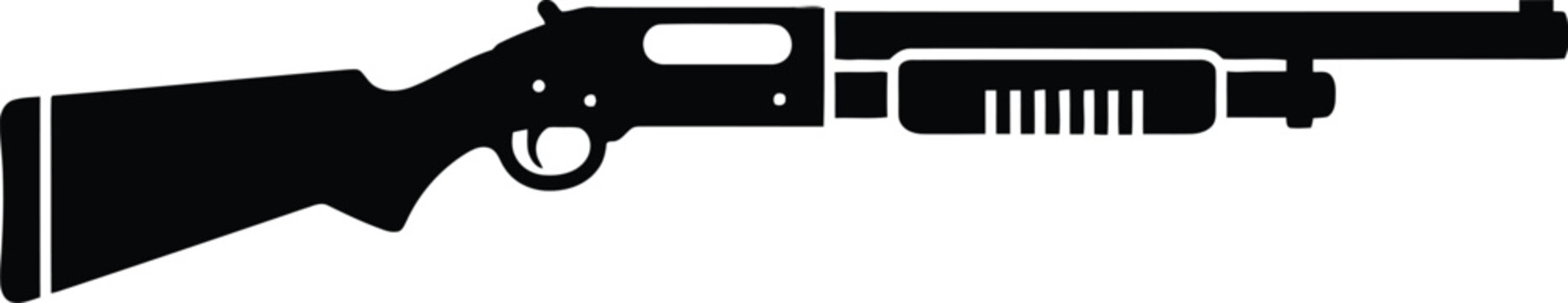 Black silhouette of a pump action shotgun