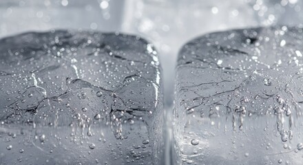 Close-up of ice cubes with water droplets on surface