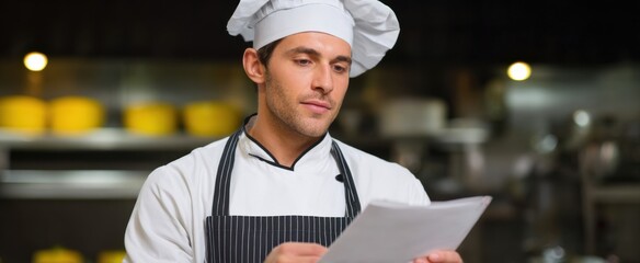 the restaurant cook checking meal requests to ensure they're correct