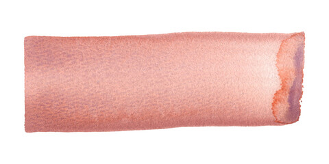 Abstract hand drawn wide watercolor brush stroke brick, coral, muted red, terracotta with granulation texture. Modern artistic background element for graphic design.