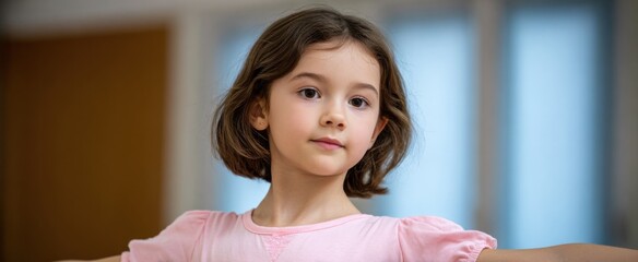 graceful young girl skillfully practicing ballet moves in a bright dance studio
