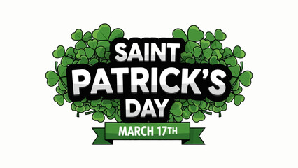 Saint Patrick's Day logo with shamrocks and the date March 17th.