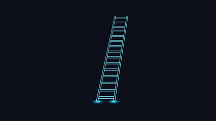 Abstract neon ladder illustration glowing in cyan on dark background perfect for technology progress growth success future innovation concepts and modern creative designs
