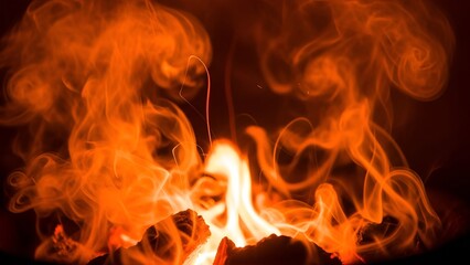 Fototapeta premium Abstract flames and smoke rising from a fire create a mesmerizing effect