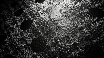 Abstract Close-Up of Intricate Black and White Cellular Structure