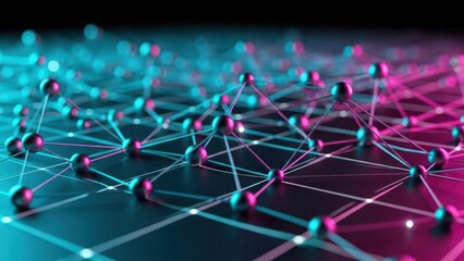 Abstract Digital Network with Nodes and Connective Lines