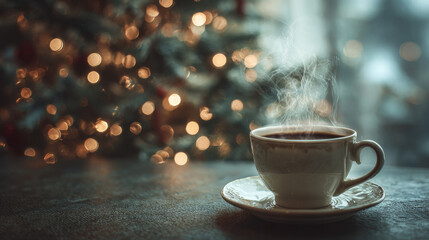 a hot cup of tea with blurred background