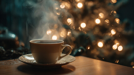 a hot cup of tea with blurred background