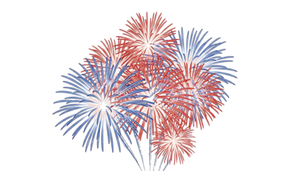 Vibrant fireworks display on isolated on transparent background