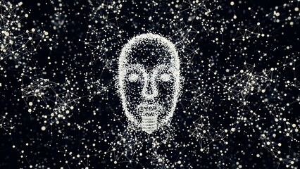 Digital Human Face Formed By Connected White Dots And Lines artificial intelligence technology