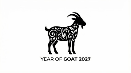 Year of the Goat 2027 Zodiac Sign with Floral Ornaments for New Year Celebrations