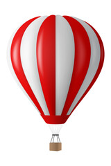 Obraz premium 3D Red and white hot air balloon floating, adventure and freedom concept transparent background