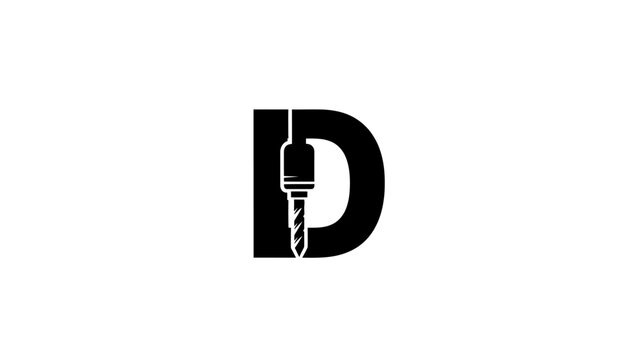 Letter D logo with drill bit vector illustration.