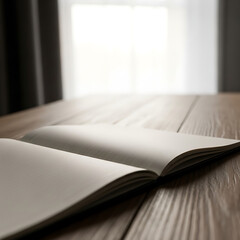 Quiet Reflection, Open Notebook, Cozy Room, Photography, Natural Light, Close-Up Perspective, Creative Inspiration