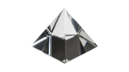 Clear crystal pyramid isolated PNG on transparent background, geometric shape for decoration and...