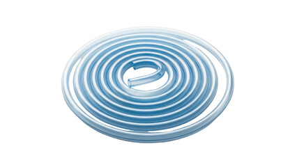 Obraz premium Translucent blue tubing coil isolated PNG, flexible pipe for fluid transfer and pneumatic systems on transparent background