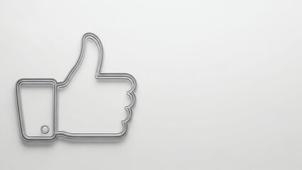 Shiny Metallic Thumbs Up Symbol on a Clean White Background