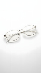 Stylish Rectangular Eyeglasses Frame Isolated on White Background Product Photography