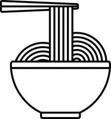 Ramen with chopsticks icon in linear style.