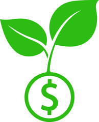 Investments icon in flat style. Money tree.