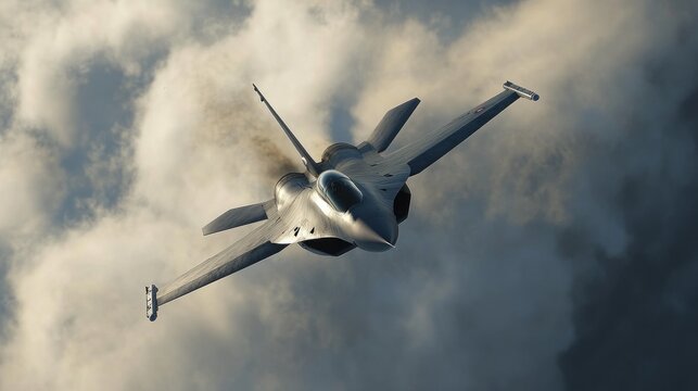 Dassault Rafale Fighter Jet Performing Dynamic Flight Maneuver with Smoke Trail in Cloudy Sky