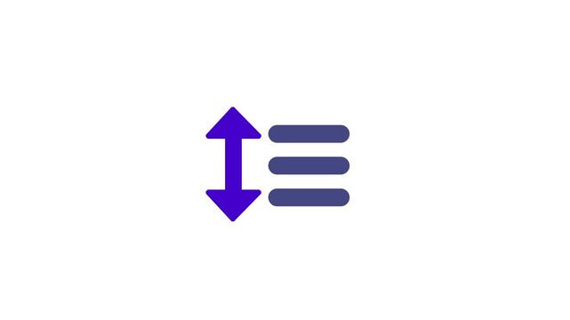 Vertical arrows next to three horizontal lines indicate a feature for reordering items or sorting a list by specific criteria