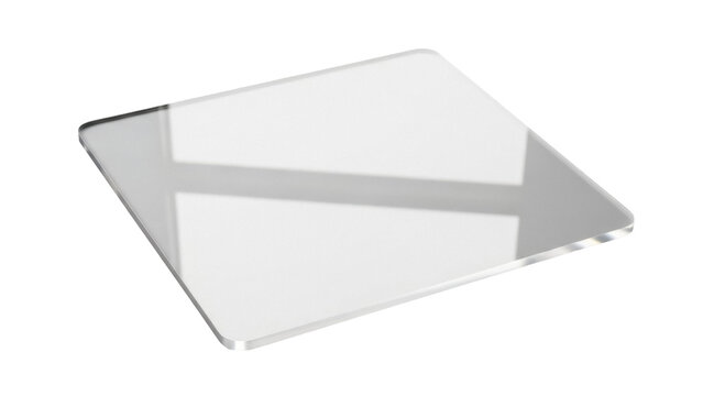 Clear acrylic sheet isolated PNG on transparent background, perspex glass plexiglass panel for display and protection