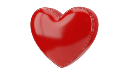 Shiny red heart isolated PNG on transparent background, glossy love symbol for Valentine s Day and romantic designs