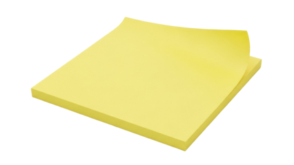 Stack of yellow sticky notes isolated PNG on transparent background, office supply for reminders and organization, vibrant color