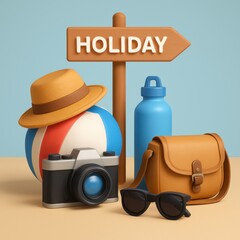 Stylized illustration showcasing holiday essentials with a playful and inviting aesthetic