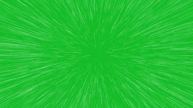Bright speed of light seamless loop animation on green screen background. Warp drive- Warp speed hyperdive spaceflight. Cosmic light burst- Wormhole dazzling star trails inspired sci fi classics.