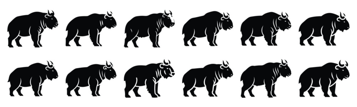 takin silhouette vector icon set, black clipart collection, Animal silhouette icons illustration graphic design
