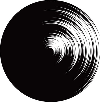 和風の筆書き円形フレーム　ブラック