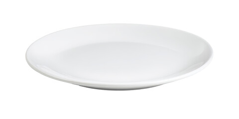 An Empty White Porcelain Bowl with a Glossy Finish Perfect for Serving Soup Cereal or Salad Shown from a High Angle on a Transparent Background.