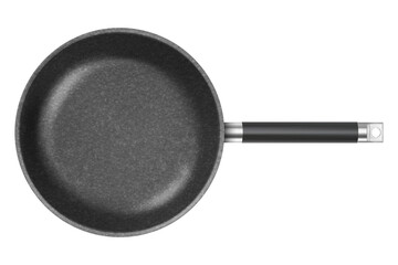 Realistic Nonstick Frying Pan Top View Isolated, Modern Granite Skillet for Cooking, Clean Kitchenware Illustration on Transparent Background