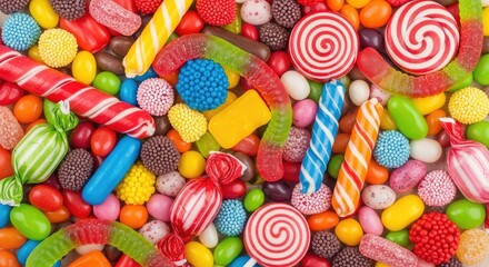 Colorful assortment of sweets and candies in vibrant mix