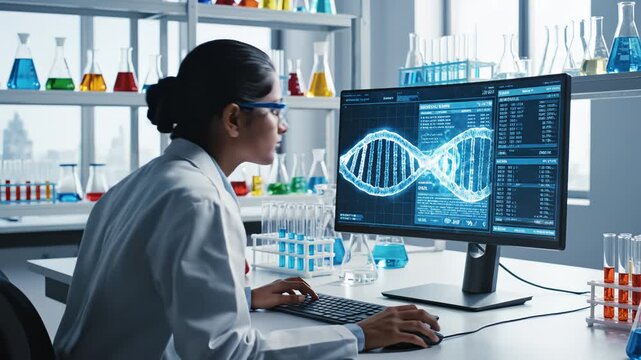 Scientist working on DNA analysis in lab