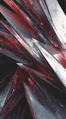 Intricate red and silver crystal formations reflecting light in an abstract display of natural beauty