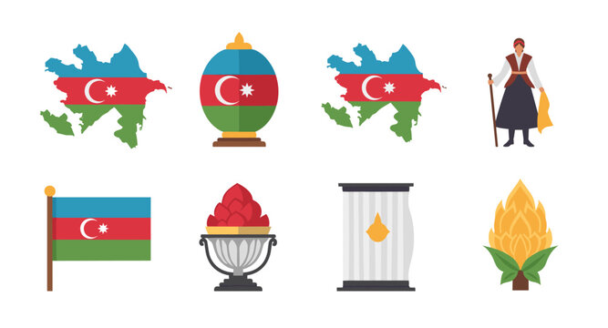 Azerbaijan National Symbols and Cultural Icons Collection