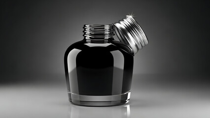 Ink Bottle Glass with Silver Cap