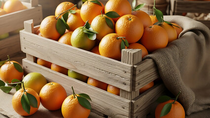 Orange Fruit Crate with Fresh Citrus